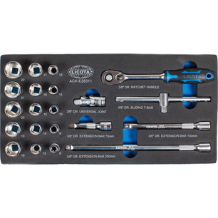 Набор головок 3/8'', 21 предмет в ложементе EVA, ACK-E38311