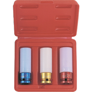 Набор ударных головок для литых дисков 17, 19, 21 мм в кейсе, ASA-10001