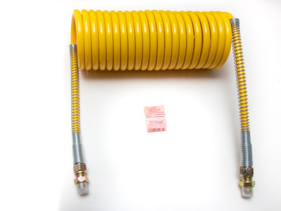 Шланг спиральный пневматич. соединительный тягача с прицепом ЕВРО, полиамид, ф М16 дл 7,5м желтый