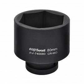 Головка ударная 1" шестигранная 80мм "AV Steel", AV-740080