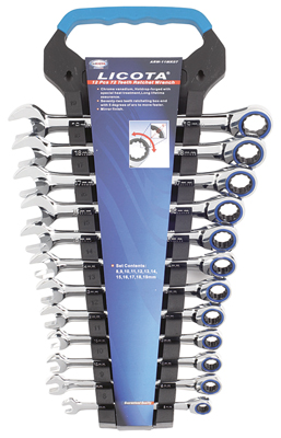 Набор ключей трещоточных 72 зуба 12пр. 8-19мм