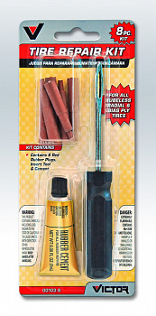 Набор для ремонта бескамерных шин (шило,клей,6 резиновых вставок), V103