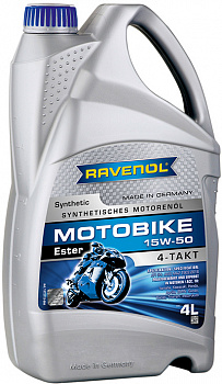 Моторное масло RAVENOL Motobike 4-T Ester SAE 15W-50 (4л) new, 1172113-004-01-999