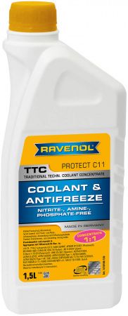 Антифриз концентрат жёлтый RAVENOL TTC Traditional Technology Coolant Concent ( 1,5л), 1410100-150-01-999
