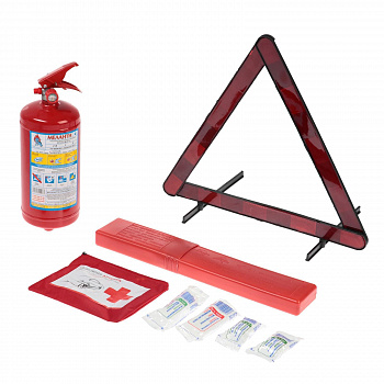 Набор автомобилиста N1 (огнетушитель ОП-2, Знак RT-244 EAC, Аптечка по ТУ, коробка), AS-N1-1
