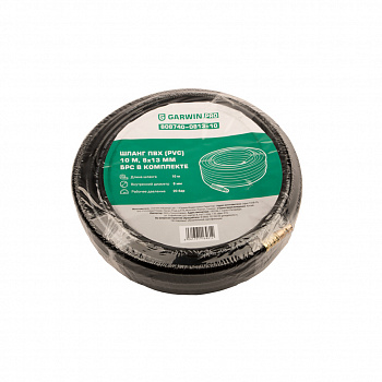 Шланг ПВХ (PVC) 8*13, 10 м, черный, БРС в комплекте, 808740-0813-10
