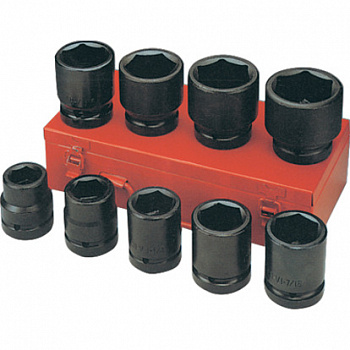 Набор ударных головок 1" 9пр. 27-50мм, ASA-80005A