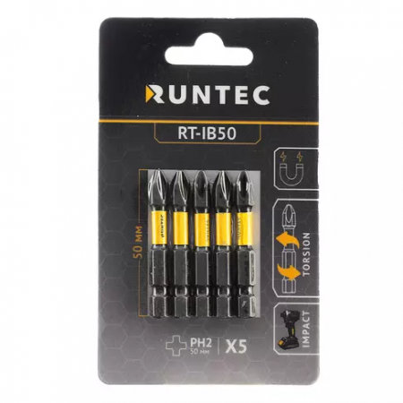 Бита ударная RUNTEC H6.35 50мм PH2 5шт., RT-IB50