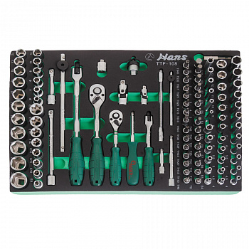 Ложемент бит, торцевых головок и аксессуаров на 1/4", 3/8", 108 предметов, TTF-108