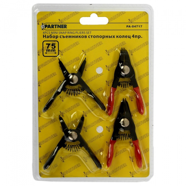 15535 Набор съемников Partner стопорных колец мини,4пр.L-75мм в блисторе PA-04717