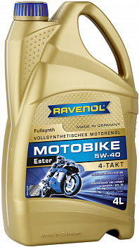 Моторное масло RAVENOL Motobike 4-T Ester SAE 5W-40 (4л) new, 1171102-004-01-999