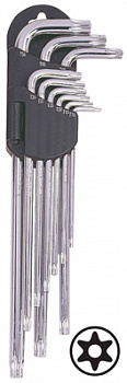 Набор торксов угловых длинных с отверстием 9 предметов T10-T50, 2TF20091DPM