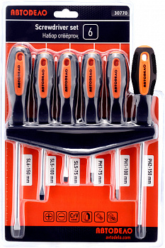 набор отверток (АвтоDело) 6пр.(с круглым стержнем) (), 30770