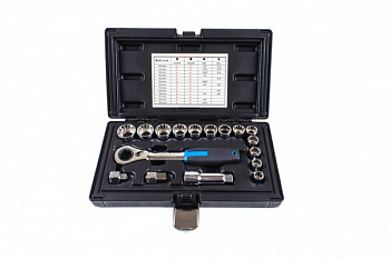 Набор торцевых головок проходных с аксессуарами 19мм 17 предметов, ALK-1006P Набор торцевых головок проходных с аксессуарами 19мм 17 предметов, ALK-1006P