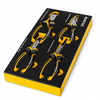 Набор шарнирно-губцевого инструмента RUNTEC в ложементе EVA, 4 предмета, RT-PLR1E4