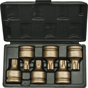 Набор ударных головок 3/4", T70-T100, M16, M18, 6пр., ASA-80009 Набор ударных головок 3/4", T70-T100, M16, M18, 6пр., ASA-80009