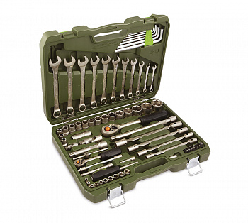 Набор головок 1/4", 1/2" с комбинированными ключам,  77 предм., 620777