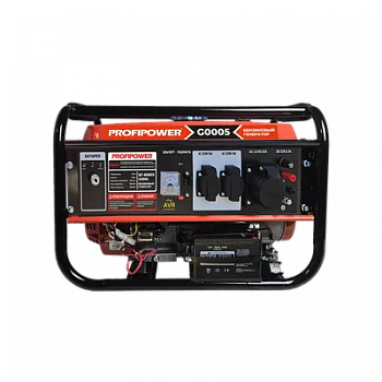 Бензиновый генератор PROFIPOWER БГ-6500Э (6.0/6 5 кBт,220B,50Гц,12B,электростартер+аккумулятор, G0005