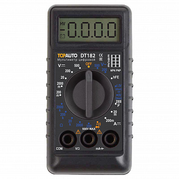 Мультиметр цифровой  ТОП АВТО, звуковая прозвонка цепи, компактный в блистере, DT182