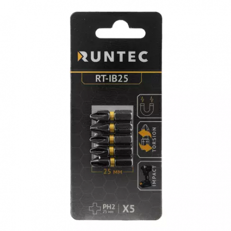 Бита ударная RUNTEC H6.35 25мм PH2 5шт., RT-IB25