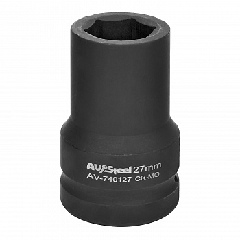 Головка ударная 1" шестигранная удлиненная 27мм "AV Steel", AV-740127