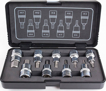 Набор головок 1/2" с шестигранными вставками 4-17 мм  9 предметов, TBS-12185A