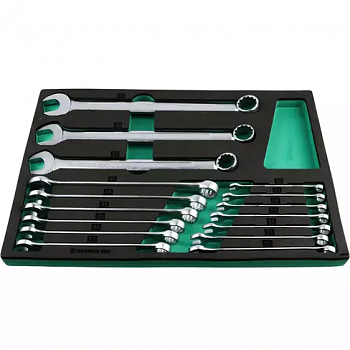 Набор ключей комбинированных удлиненных 16 предметов 10-32 мм в ложементе EVA, 646110