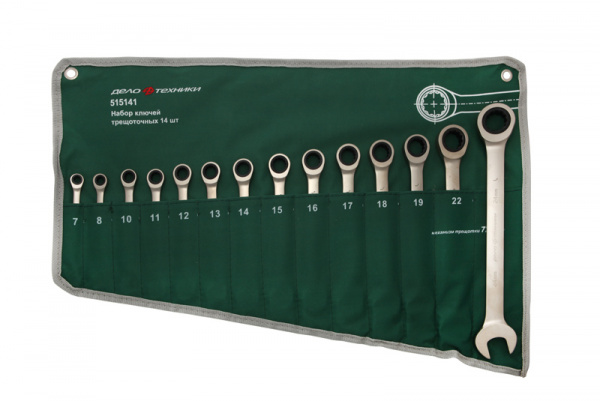             515141 Набор ключей комб. трещеточн. 14шт сумка (7-24)