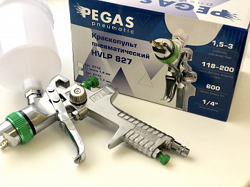 Краскопульт Pegas pneumatic HVLP 827 профи верх бак 600мл., сапло 1.4мм,, 2712К