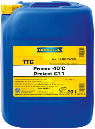 Антифриз готовый к прим. жёлтый RAVENOL TTC Traditional Technology Coolant Premix (20 л), 1410105-020-01-999