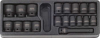 Набор ударных головок 10-32мм и удл. 19пр. в ложементе, ACK-384022