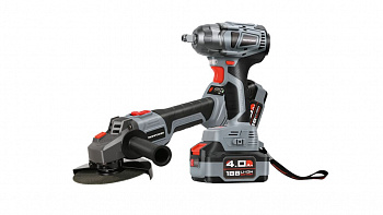 Аккумуляторный бесщеточный НАБОР 2в1 УШМ E0080 и гайковерт E0081 (Li-ion-2шт 18В, 4.0Ач, З/У), E0092