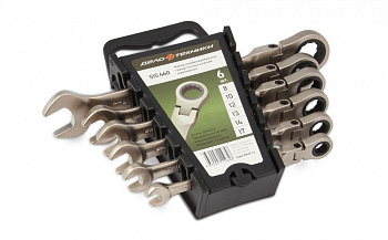 Набор ключей комбинированных трещоточных шарнирных 6 шт., холдер, 515460