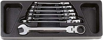 Набор ключей комбинированных трещеточных гибких 7 пр. 8-19мм (ложемент), ACK-384019