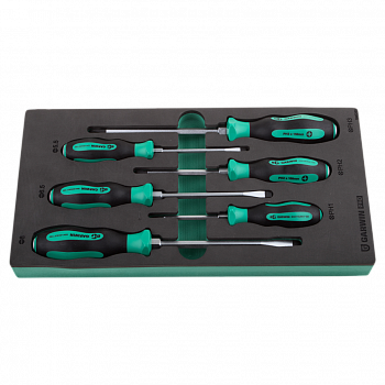 Набор отверток цельнометаллических 6 предметов в ложементе EVA (Выведен из ассортимента), 646265