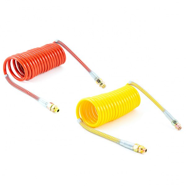 Шланг спиральный пневматич. соединительный тягача с прицепом ЕВРО, полиамид, ф М22 дл 7,5м красный