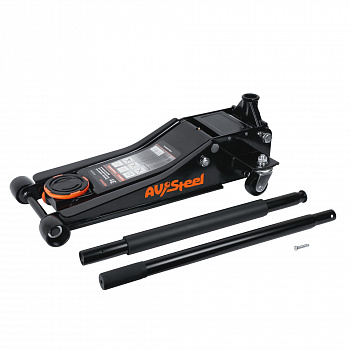 Домкрат гидравл. подкатной 3т низкопрофильный, 75-505мм, 2 штока, быстрый подъем "AV Steel, AV-951103