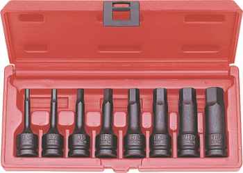 Набор шестигранников ударных 1/2" 6-19мм 8пр., ASA-40001