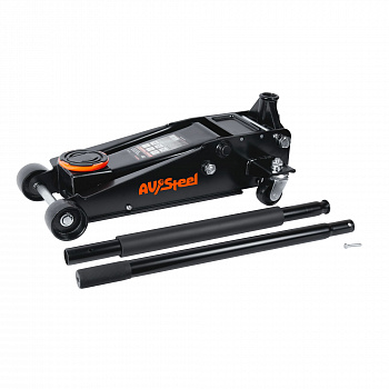 Домкрат гидравл. подкатной 3т, 133-465мм, 2 штока, быстрый подъем "AV Steel", AV-951003