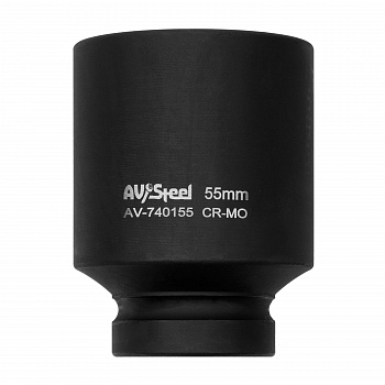 Головка ударная 1" шестигранная удлиненная 55мм "AV Steel", AV-740155