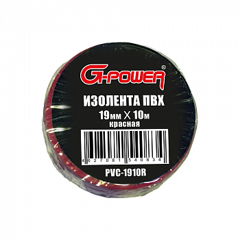 Изоляционная лента ПВХ (19мм X 10м), цвет:красный, PVC-1910R