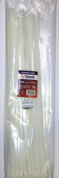 Хомут пластик. 7,6 х 350 белый (уп.100шт) ФАНЛАЙТ
