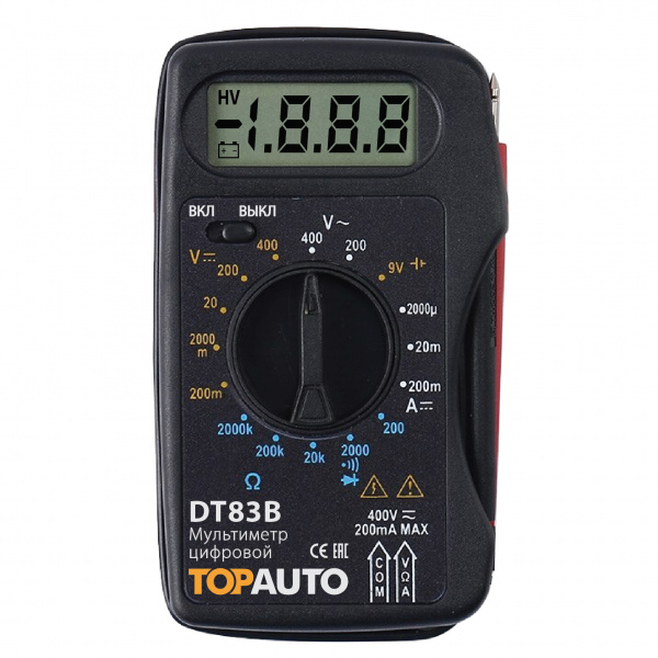 Мультиметр цифровой DT83B ТОП АВТО, звуковая прозвонка цепи, интегрированные щупы	