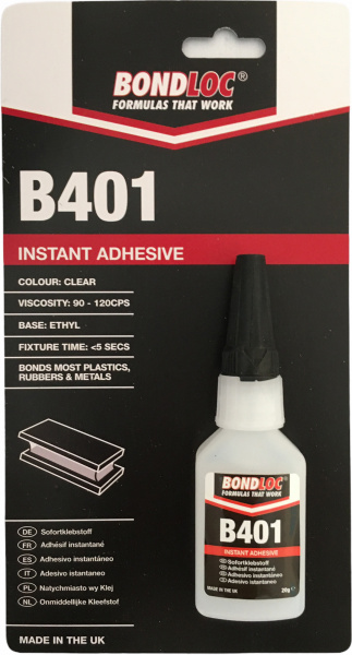 Клей моментальный цианоакрилатный, общего назначения BONDLOC B401, 20 гр.