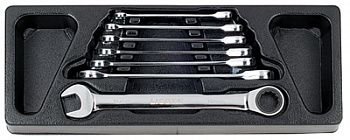 Набор ключей комбинированных трещеточных 7 пр. 8-19мм (ложемент), ACK-384018