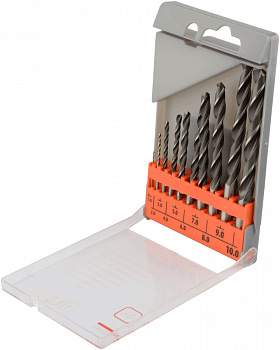 набор сверл по металлу 1.0-10мм (10шт.пл/футляр) BERIL, 512011