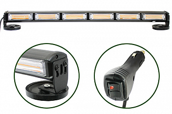 Маяк проблес.светодиод.10-30V(Одностор.панель,14реж.24W.LED COB 6x4W.L=685мм,), AT14332