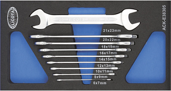 Набор ключей рожковых  6-23мм 9 предметов, ACK-E38305