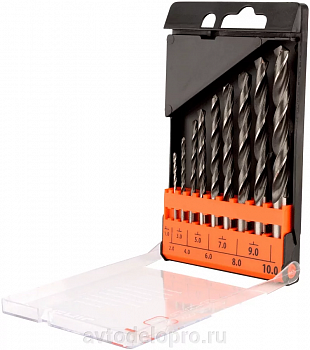 набор сверл по металлу 1.0-10мм (10шт.пл/футляр) BERIL, 512011
