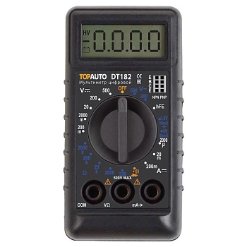 Мультиметр цифровой  ТОП АВТО, звуковая прозвонка цепи, компактный в блистере, DT182